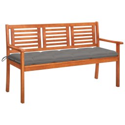 vidaXL 3 személyes tömör eukaliptuszfa kerti pad párnával 150 cm