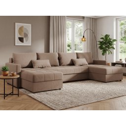 VENORIA U alakú kihúzható ülőgarnitúra, 285x146 cm, bézs + 2 párna INGYEN Itaka 48