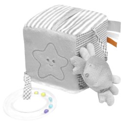 Plüss babajáték kocka, 3D-s tengeri állatokkal 10x10x10 cm - Szürke