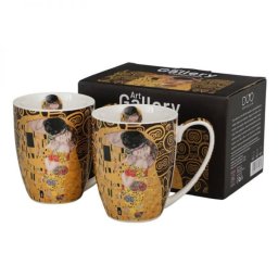 Klimt porcelán bögre szett - 2 darabos 360 ml - A csók/Életfa / barna