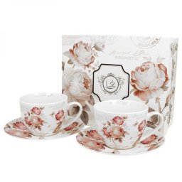 Rózsás porcelán csésze aljjal 250 ml - 2 személyes - SECESSION díszdobozos