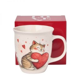 Szerelmes cicás porcelán bögre díszdobozban - nagyméretű - 650 ml
