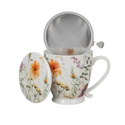 Virágos fémszűrős porcelán teásbögre 510 ml - PANSY Flowers