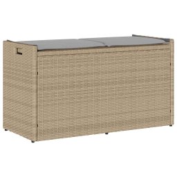 vidaXL bézs polyrattan kültéri tárolópad párnával 100 cm