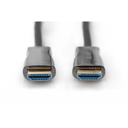 Digitus AOC HDMI csatlakozókábel hibrid üvegszállal, A típus M/M, 10 m, UHD 4K@60 Hz, CE, arany, kék