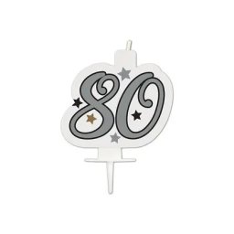 Happy Birthday Silver Milestone tortagyertya, számgyertya 80-as