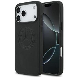 Mercedes bőr vintage logós MagSafe tok iPhone 17 Pro Max fekete