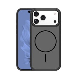 Szilikon telefonvédő (műanyag hátlap, ütésállóság, légpárnás sarok, kameravédő, MagSafe) FEKETE Apple iPhone 17 Pro