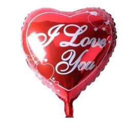 I Love You, szív, piros, szivecskés, Fólia lufi, 18"/45 cm