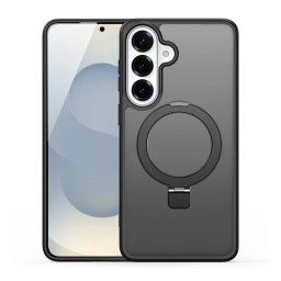 DUX DUCIS YIND szilikon telefonvédő (ütésállóság, kameravédő, matt, MagSafe, kitámasztó) FEKETE Samsung Galaxy S26 (SM-S942)
