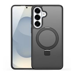 DUX DUCIS YIND szilikon telefonvédő (ütésállóság, kameravédő, matt, MagSafe, kitámasztó) FEKETE Samsung Galaxy S26 Plus (SM-S947)
