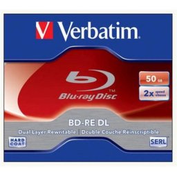 BD-RE BluRay lemez, kétrétegű, újraírható, 50GB, 2x, normál tok, VERBATIM