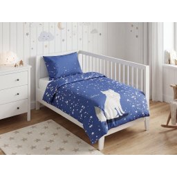 Sötétben világító pamut ágynemű babáknak MAGIC STARS kék Ágyneműhuzat mérete: 40 x 60 cm | 100 x 135 cm
