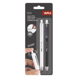 APLI Töltőceruza, HB, nyomógombos, APLI "Infinite Click", fehér és fekete