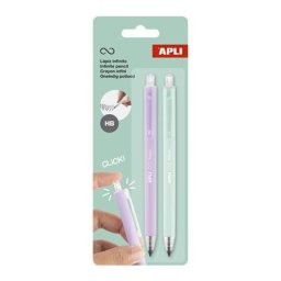 APLI Töltőceruza, HB, nyomógombos, APLI "Infinite Click", lila és zöld