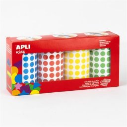 APLI Kerek matricák, 10,5 mm, APLI Kids "Stickers", 4 tekercs, vegyes színek