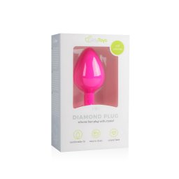 Easytoys Diamond - fehér köves anál plug (közepes) - pink