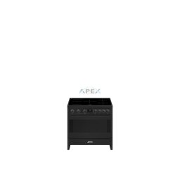 SMEG SZABADONÁLLÓ TŰZHELY, Classic design, 90 cm, 1 sütőtér, indukciós főzőlap, szögletes lábak, antracit