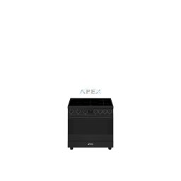 SMEG SZABADONÁLLÓ TŰZHELY, Classic design, 90 cm, 1 sütőtér, indukciós főzőlap, fekete gombok és fogantyúk, matt fekete