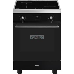 SMEG SZABADONÁLLÓ TŰZHELY, Classica design, 60 cm, 1 sütőtér, 6 funkció, indukciós főzőlap, matt fekete