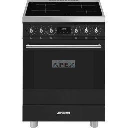 SMEG SZABADONÁLLÓ TŰZHELY, Classica design, 60 cm, 1 sütőtér, 8 funkció, indukciós főzőlap, matt fekete