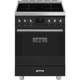 SMEG SZABADONÁLLÓ TŰZHELY, Classica design, 60 cm, 1 sütőtér, indukciós főzőlap, pirolitikus tisztítás, matt fekete