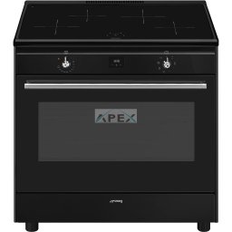 SMEG SZABADONÁLLÓ TŰZHELY, Classica design, 90 cm, 1 sütőtér, indukciós főzőlap, 4 főzőzóna, antracit