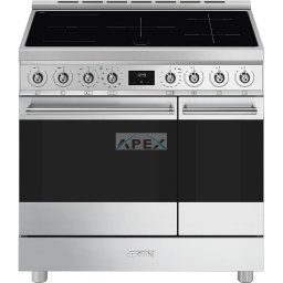 SMEG SZABADONÁLLÓ TŰZHELY, Classica design, 90 cm, 2 sütőtér, indukciós főzőlap, pirolitikus tisztítás, inox
