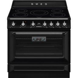 SMEG SZABADONÁLLÓ TŰZHELY, Victoria design, 90 cm, 1 sütőtér, indukciós főzőlap, fekete