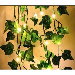 Mesterséges borostyán girland melegfehér LED világítással, 290 cm, időzítővel