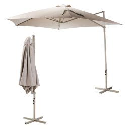 Ambience Függő Gémes Kitekerhető Napernyő, széltörővel, 3 m, Beige, 170 g/m2, UPF30+