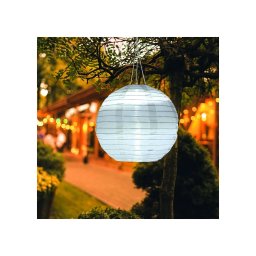Nagyméretű napelemes Party 15 LED-es Lampion, 40 cm, fehér, 1 db