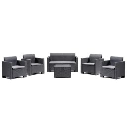 Nero II Big 6 személyes kerti bútor garnitúra grafit