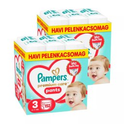 INGYENES SZÁLLÍTÁS - Pampers Premium Care Pants bugyipelenka 3, 6-11 kg HAVI PELENKACSOMAG 304 db