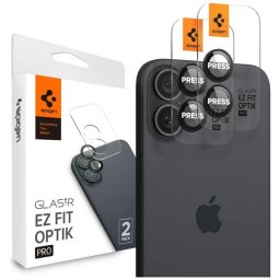 Spigen Optik.Tr Camera kamera lencse védő fólia fekete szegéllyel iPhone 16 Plus - 2 db