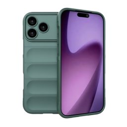 Szilikon telefonvédő (ütésállóság, kameravédő, 3D) SÖTÉTZÖLD Apple iPhone 17 Pro
