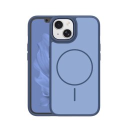 Szilikon telefonvédő (műanyag hátlap, ütésállóság, légpárnás sarok, kameravédő, MagSafe) SÖTÉTKÉK Apple iPhone 15