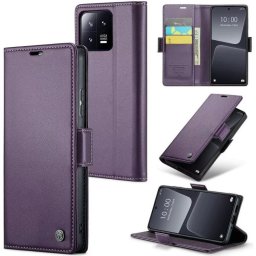 Xiaomi Redmi 13 4G / Note 13R / Poco M6 4G, Oldalra nyíló tok, stand, kártyatartóval, RFID technológiával, Wooze CaseME, lila