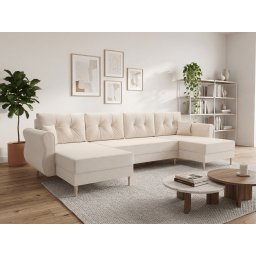 Ágyazható U alakú kanapé SILVIANO 300x140 cm, krém színű + 2 db díszpárna INGYEN COSMIC 10