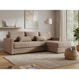 VENORIA L alakú kihúzható sarokkanapé, 220x143 cm, bézs + 2 párna INGYEN Itaka 48