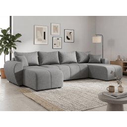 SEVIO U alakú kihúzható ülőgarnitúra, 311x145 cm, szürke + 2 párna INGYEN Cosmic 03