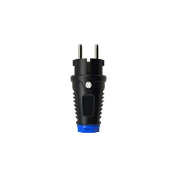 Földelt Schuko dugvilla, 16A, 250V, gumi burkolat, IP54, fekete