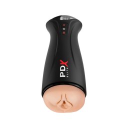 PDX Elite - szívó, rezgő maszturbátor (fekete)
