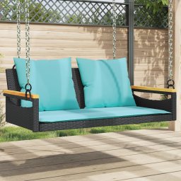 vidaXL fekete polyrattan hintapad párnákkal 109 x 62 x 40 cm