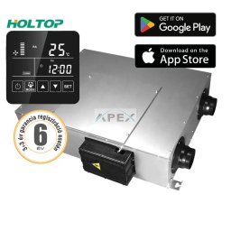 HOLTOP Eco-Smart Pro Plus XHBQ-D3.5 DMTHC központi hővisszanyerős szellőztető entalpia hőcserélővel, LCD kijelzős vezérléssel, WiFi-vel