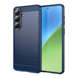 Szilikon telefonvédő (ütésállóság, légpárnás sarok, szálcsiszolt, karbon minta) SÖTÉTKÉK Samsung Galaxy S26 Plus (SM-S947)