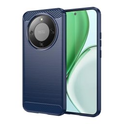 Szilikon telefonvédő (ütésállóság, légpárnás sarok, szálcsiszolt, karbon minta) SÖTÉTKÉK Honor Magic 8 Lite