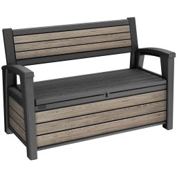 Keter DECO GARDEN kerti tároló pad - 227 L, ülőpad + tároló, Ashwood