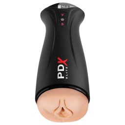 PDX Elite - szívó, rezgő maszturbátor (fekete)