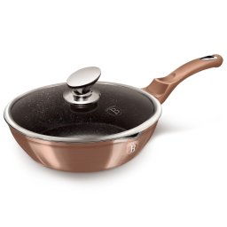 Berlinger Haus Mély serpenyő üvegfedővel 24 cm márvány bevonattal Rose Gold Collection BH/1517WM